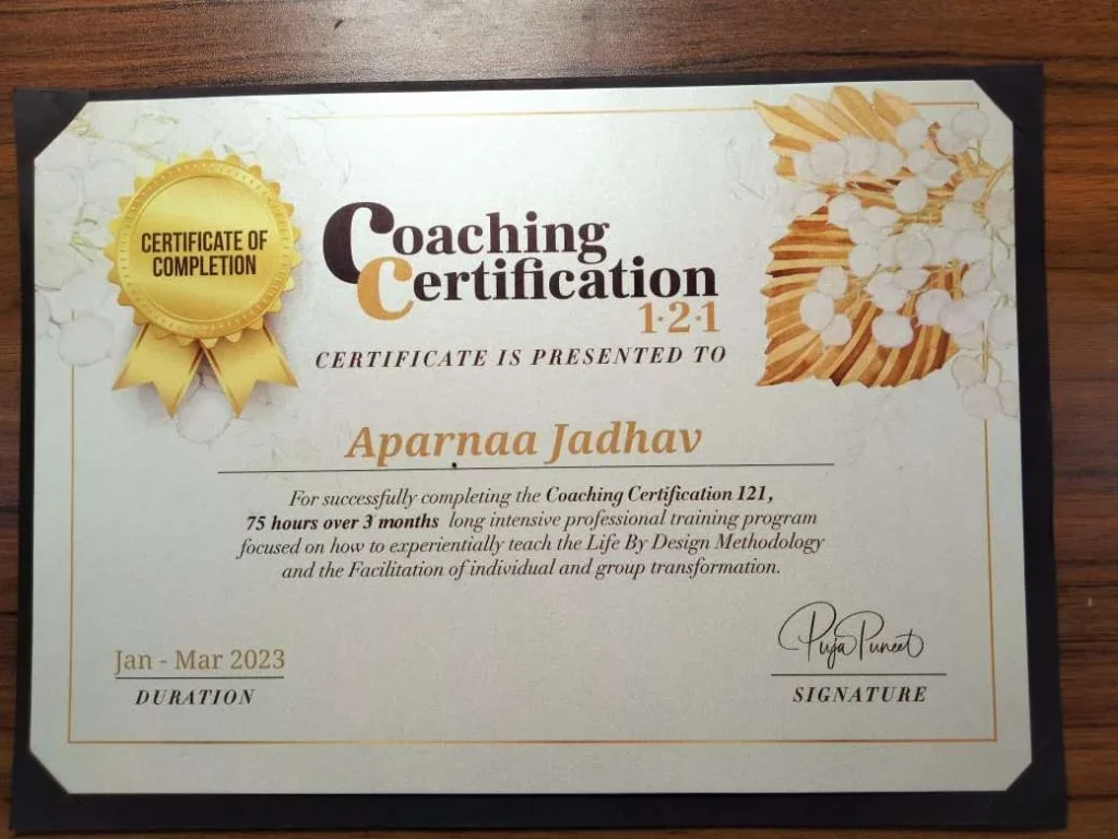 Aparnaa Jadhav Achievement Certificate