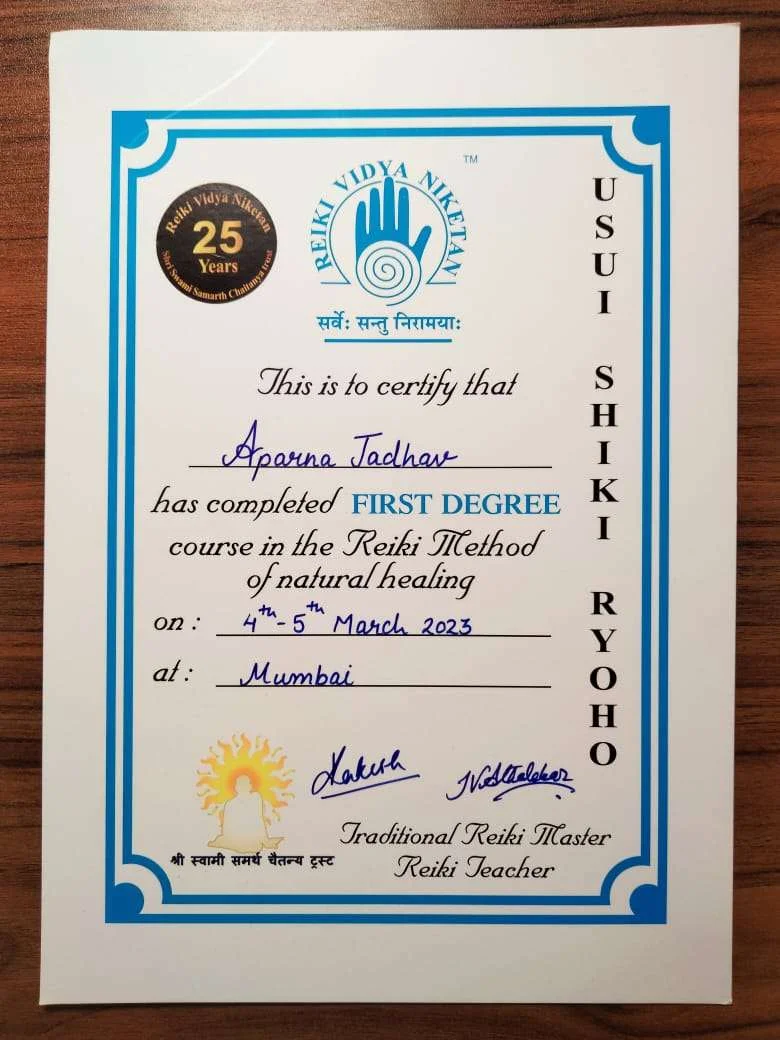Aparnaa Jadhav Achievement Certificate